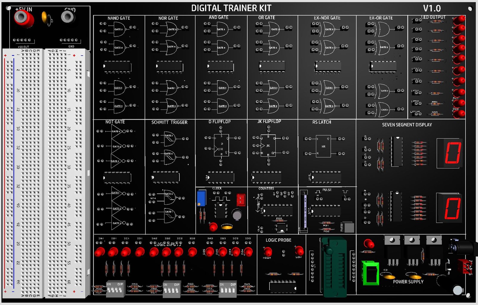 DIGITAL ELECTRONICS TRAINER BOARD